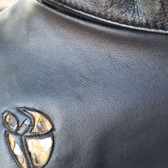 Steer Brand Vtg Leather Jacket with Fringe and Snakeskin Roses Design Sz 12 - Picture 16 of 16